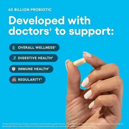 Physician's CHOICE Probiotics 60 Billion CFU - 10 Strains + Organic Prebiotics - Immune, Digestive & Gut Health - Supports Occasional Constipation, Diarrhea, Gas & Bloating - for Women & Men - 30ct